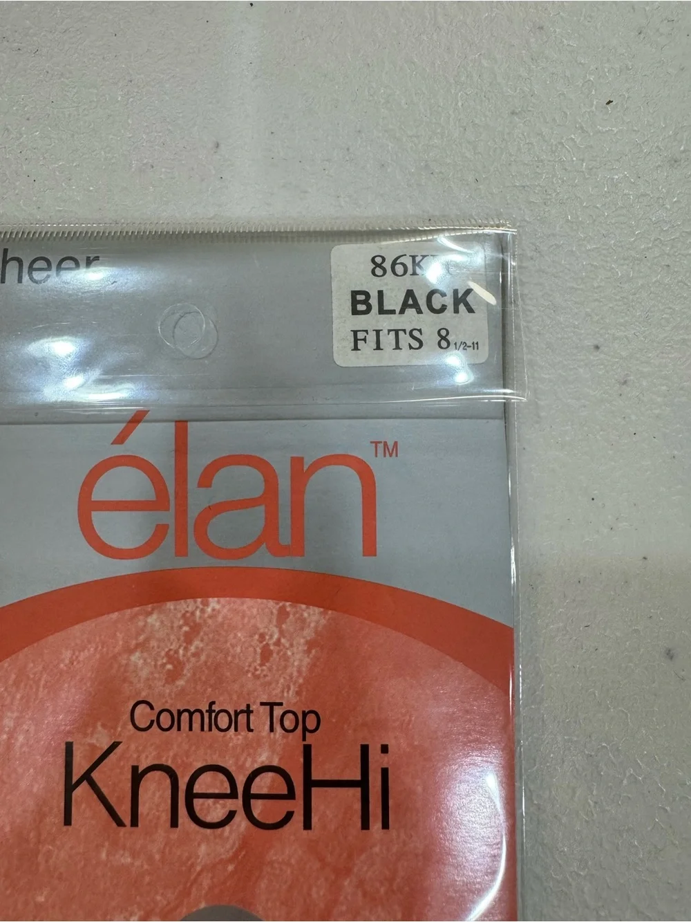 élan Comfort Top Knee-Hi Sheer Stockings in Black